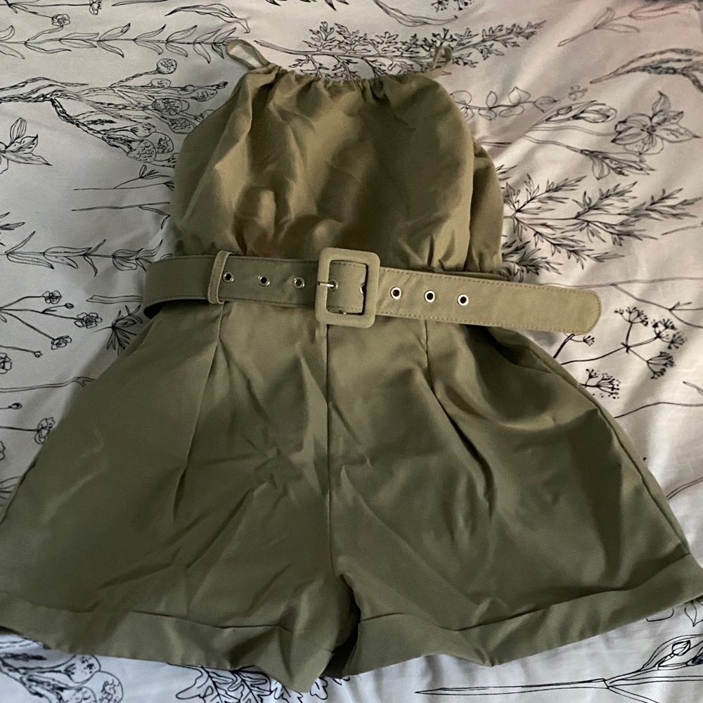 SHEIN High Waist Olive Shorts with Belt